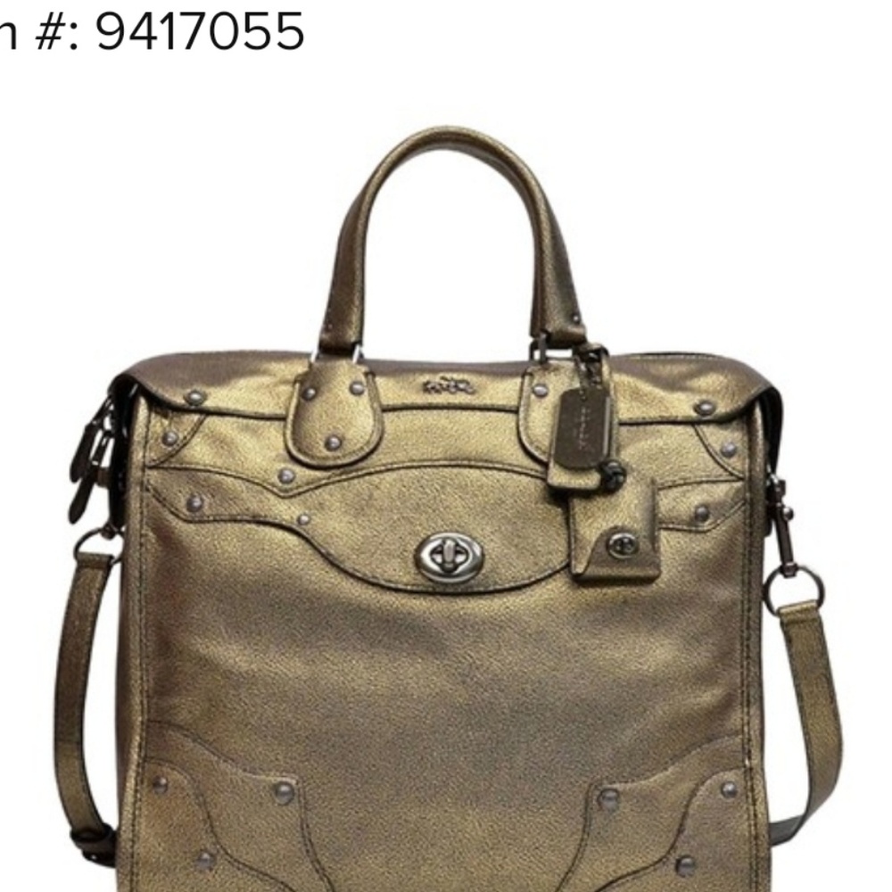 Coach Rhyder33 Leather MetallicConvertible satchel